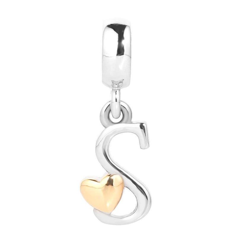 QueenCharms Initial A-Z Letter Charm Golden Heart Alphabet Dangle Beads For Bracelets & Necklaces (S) - Image 2